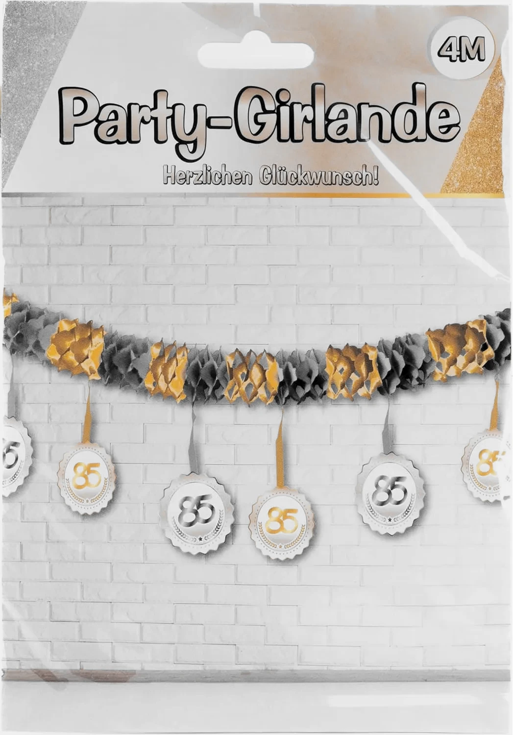 Party-Girlande zum 85. Geburtstag Gold Silber