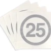 Servietten mit Zahl "25" in Silber zur Silberhochzeit oder zum 25. Geburtstag