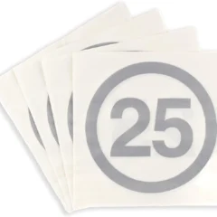 Servietten mit Zahl "25" in Silber zur Silberhochzeit oder zum 25. Geburtstag