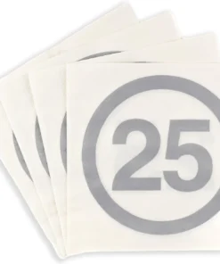 Servietten mit Zahl "25" in Silber zur Silberhochzeit oder zum 25. Geburtstag