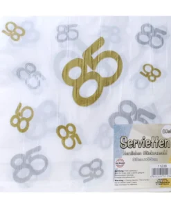 Servietten zum 85. Geburtstag Gold Silber