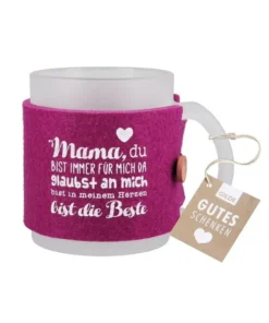 Glastasse "Mama" mit Filzbanderole