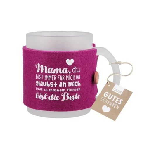 Glastasse "Mama" mit Filzbanderole