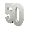 Tischdekoration Jubiläumszahl 50 Silber mit Glitzer