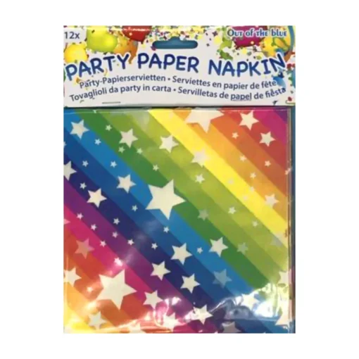 Party-Papierservietten "Regenbogen" mit weißen Sternen