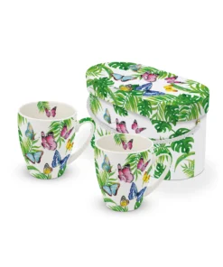 ppd Tassen-Set "Tropical Butterflies" in Geschenkbox, 2 Stück