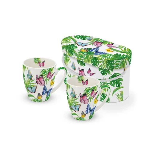 ppd Tassen-Set "Tropical Butterflies" in Geschenkbox, 2 Stück