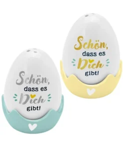 Sheepworld Eierbecher-Set "Schön", 4-teilig. Zwei Eierbecher mit Salz- und Pfefferstreuer.