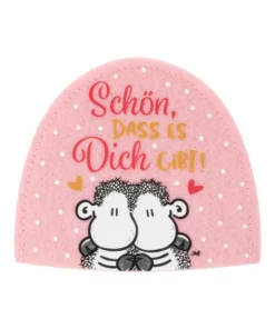 Sheepworld Eierwärmer "Schön" mit Schafen und Spruch "Schön, dass es Dich gibt" aus Filz