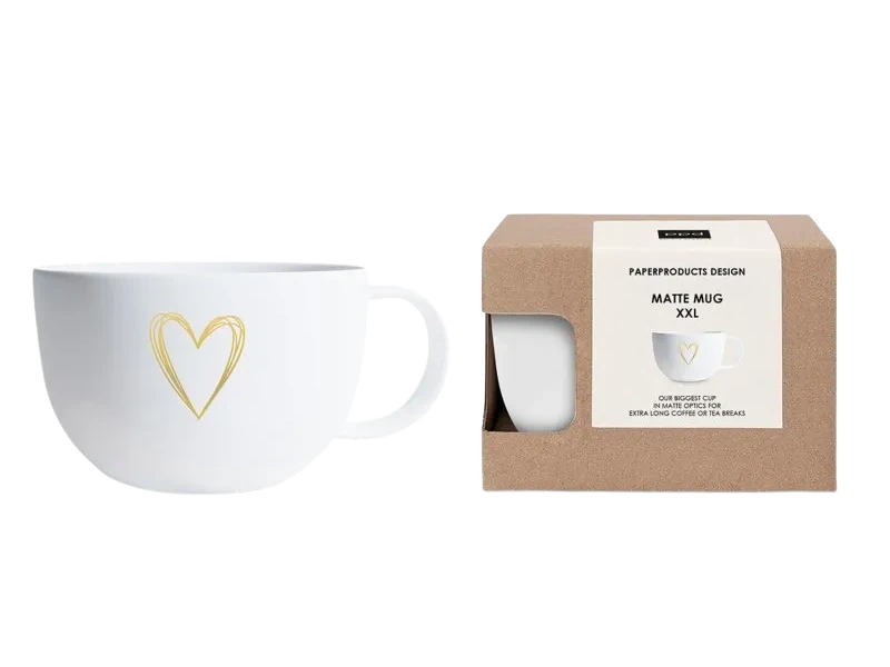 ppd Tasse XXL Pure Heart mit goldenem Herz, mit und ohne Verpackung