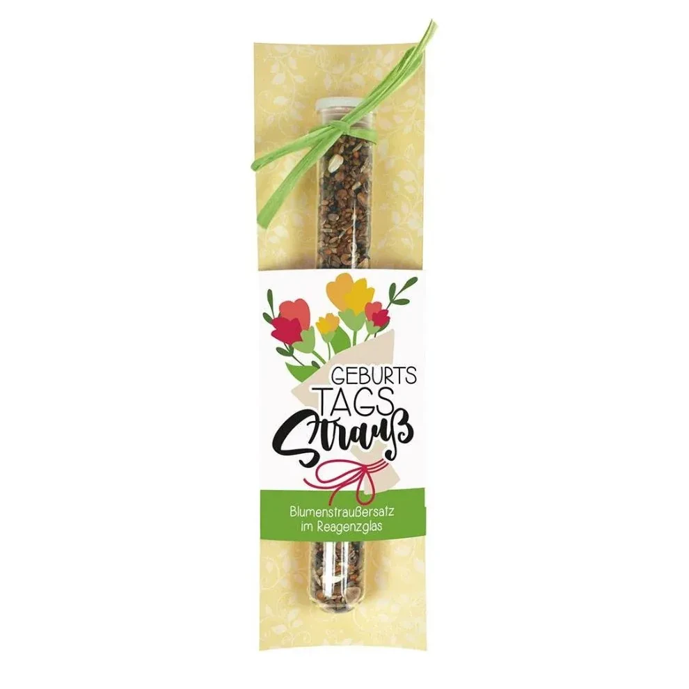 Geburtstagsstrauß - Blumenstraußersatz im Reagenzglas