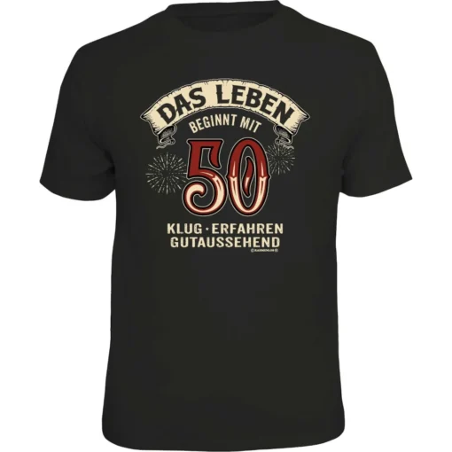 RAHMENLOS® Motiv T-Shirt "Leben beginnt mit 50"