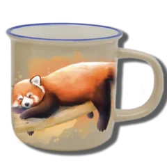 Handgemachte Tasse "Roter Panda" im Aquarell-Design mit Wunschname