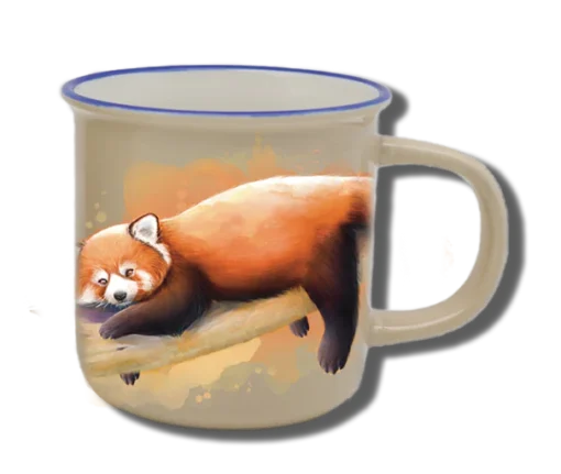 Handgemachte Tasse "Roter Panda" im Aquarell-Design mit Wunschname