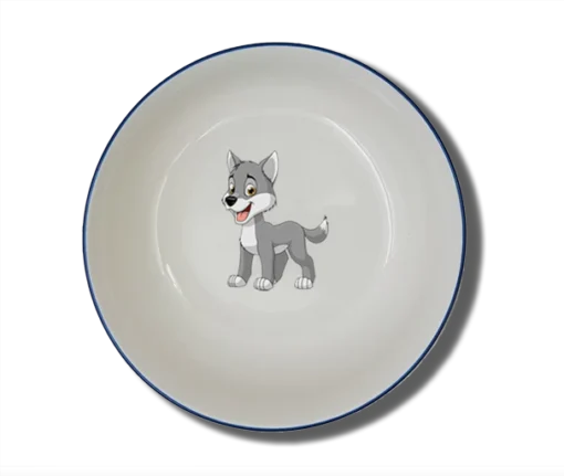 Schale Natur (Ø 15cm) "Wolf" mit Wunschname
