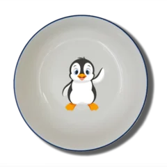 Schale Natur (Ø 15cm) "Pinguin" mit Wunschname