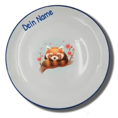 Teller (Ø 20cm) "Roter Panda" Natur mit Wunschname
