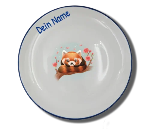 Teller (Ø 20cm) "Roter Panda" Natur mit Wunschname