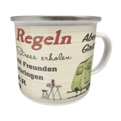 Emaillebecher "Campingregeln"