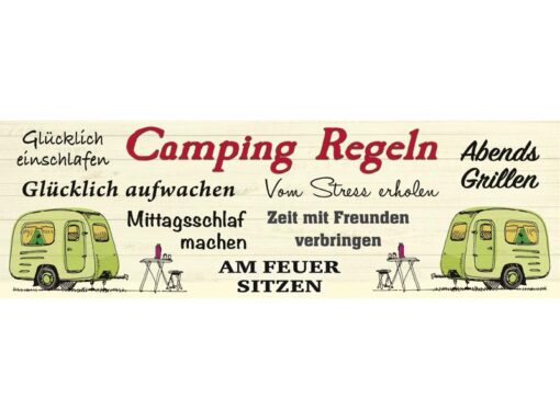 Emaillebecher "Campingregeln"- gesamtes Motiv