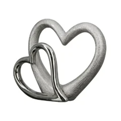Porzellan Skulptur "Double Heart" Silber