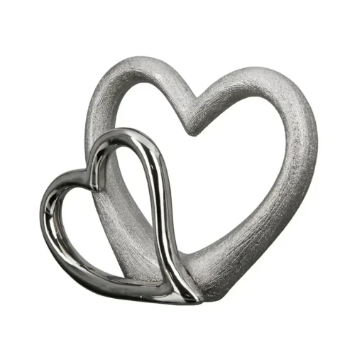 Porzellan Skulptur "Double Heart" Silber