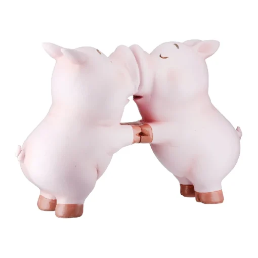 Schwein-Figur „Kissing Babe“ aus Kunstharz