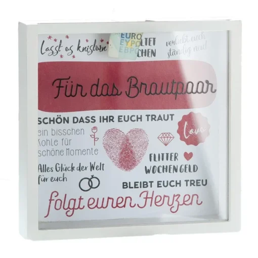 Spardose "Für das Brautpaar" mit Glasfront