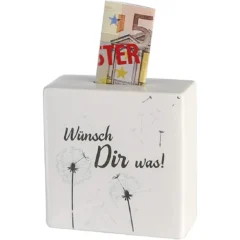 Spardose "Pusteblume" mit Spruch "Wünsch Dir was!"