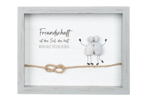 Steinbild „Freundschaft“ mit Spruch