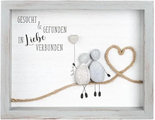 Steinbild „Liebe“ mit Spruch "Gesucht & Gefunden in Liebe verbunden"