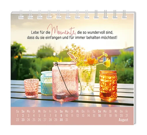 Mini Kalender "Extraportion Glück" 2026 von Grafik Werkstatt, Monat August
