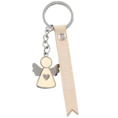 Fähnchen-Schlüsselanhänger "Schutzengel" Beige