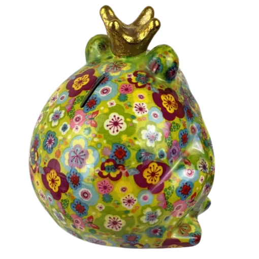 Pomme-Pidou Spardose "Frosch Freddy" Flowers, Grün, Rückseite