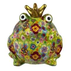 Pomme-Pidou Spardose "Frosch Freddy" Flowers, Grün, Front