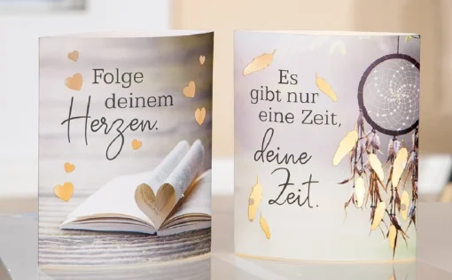 Dekoleuchte "Deine Zeit" aus Papier, Stimmungsbild