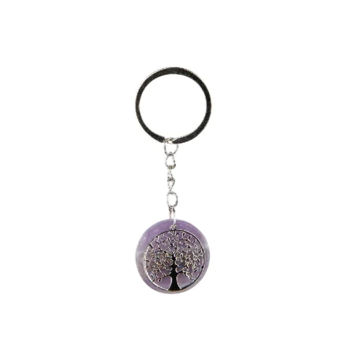 Schlüsselanhänger mit Schmuckstein Amethyst "Lebensbaum"