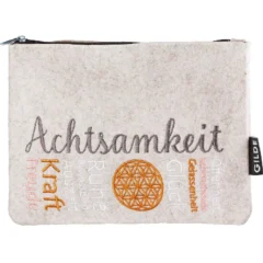 Tasche "AchtsamZeit" aus Filz mit Blume des Lebens