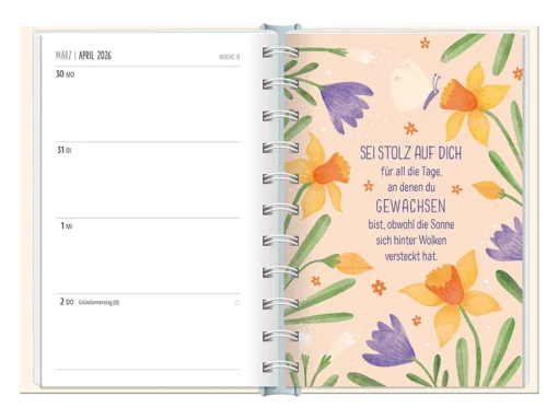 Terminplaner 2026 Hardcover "Glück" - Grafik Werkstatt, April