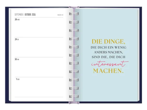 Terminplaner 2026 Hardcover "Zeit" - Grafik Werkstatt, Oktober
