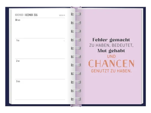 Terminplaner 2026 Hardcover "Zeit" - Grafik Werkstatt, Dezember