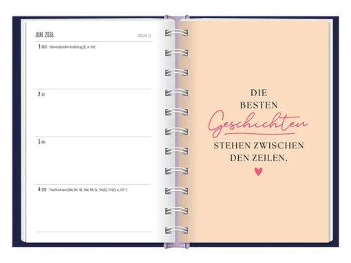 Terminplaner 2026 Hardcover "Zeit" - Grafik Werkstatt, Juni