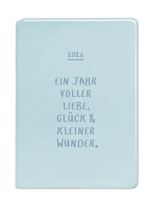 Terminplaner "Voller Liebe" 2026 im Lederlook - Grafik Werkstatt, Cover mit Prägung