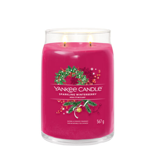 Yankee Candle Duftkerze - Sparkling Winterberry, großes Glas - brennend