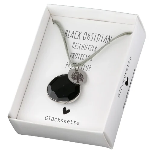 Halskette mit Schmuckstein Obsidian "Lebensbaum"