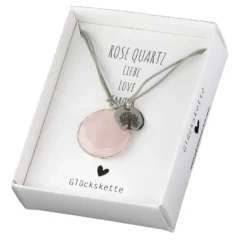 Halskette mit Schmuckstein Rosenquarz "Lebensbaum"