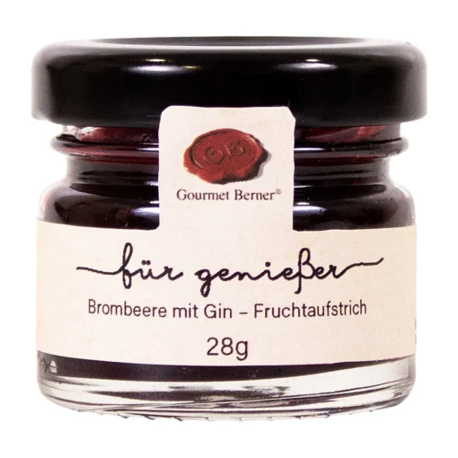 Gourmet Berner® Fruchtaufstrich im Mini-Glas, 28 g - Brombeere mit Gin