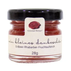 Gourmet Berner® Fruchtaufstrich im Mini-Glas, 28 g -Erdbeere mit Rhabarber