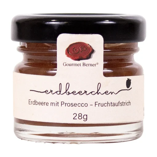 Gourmet Berner® Fruchtaufstrich im Mini-Glas, 28 g - Erdbeere mit Rhabarber