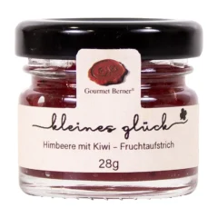 Gourmet Berner® Fruchtaufstrich im Mini-Glas, 28 g - Himbeere mit Kiwi